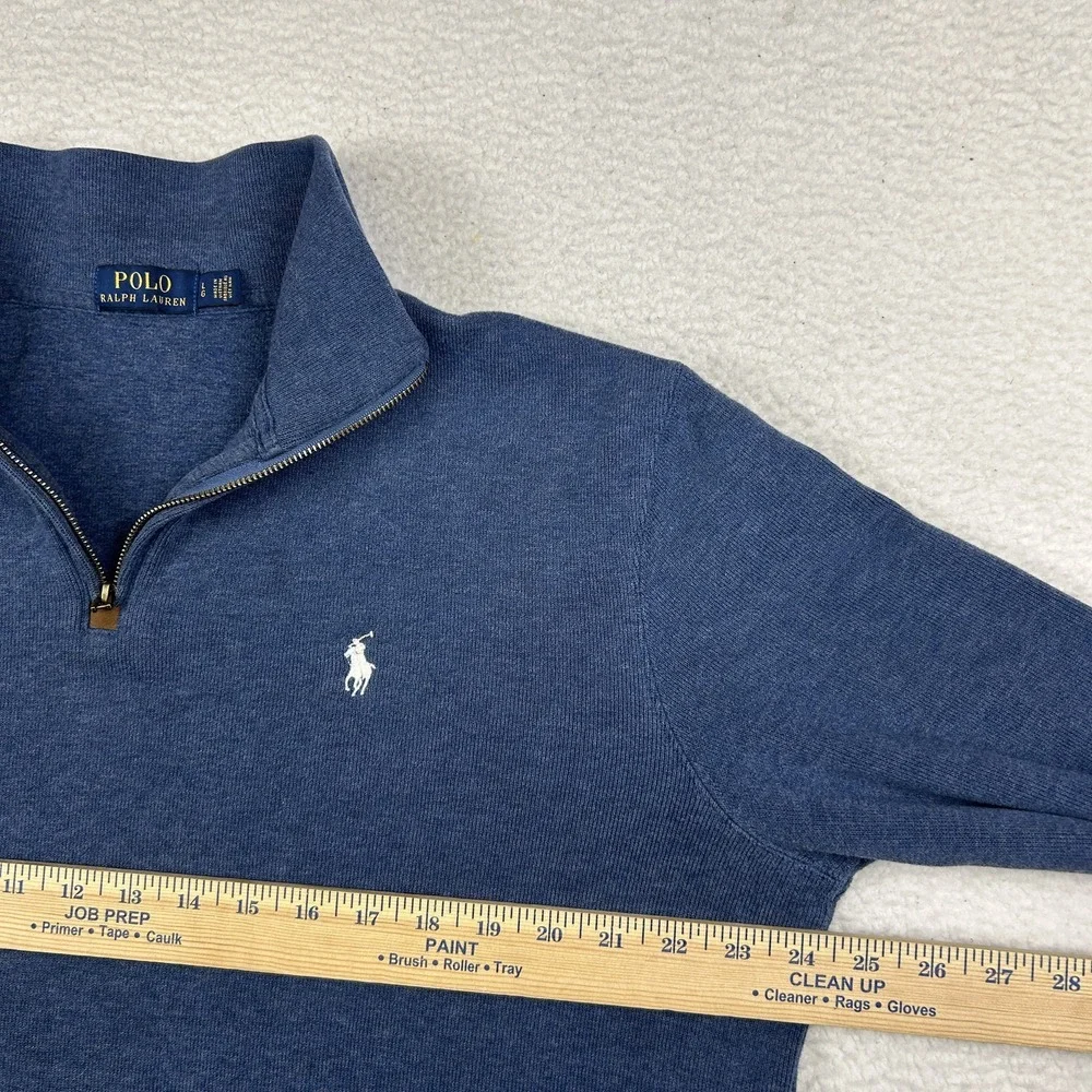Polo Ralph Lauren Sweater Mens Big Large‎ 1/4 Zip Pullover Blue Logo Casual